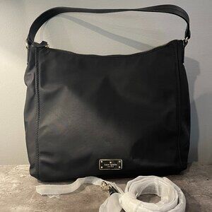 Kate Spade New York Black Gold Justyne Blake Avenue Nylon Hobo Shoulder Bag